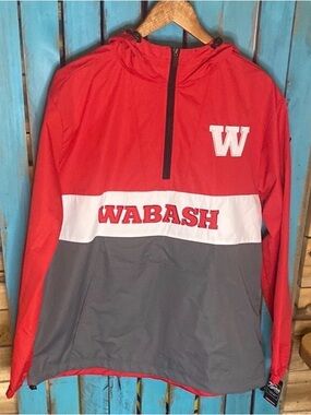 NWT Franchise Club Wabash College hooded Windbreaker size large kangaroo pocket